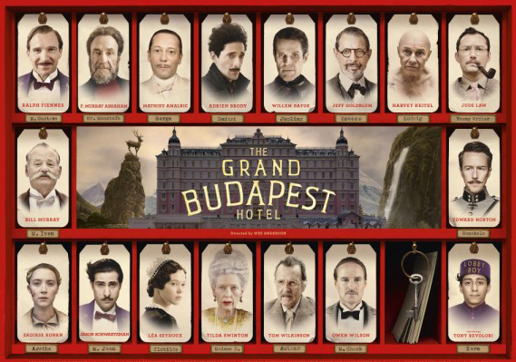 Кинокартина «Отель “Гранд Будапешт”» за авторством Уэса Андерсона, вышедшая в прокат в феврале 2014 года, занимает первое место